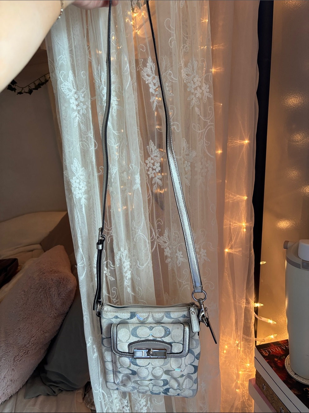 Coach Chalk Signature Canvas Crossbody with Metallic Silver Trim - Picture 5 of 5